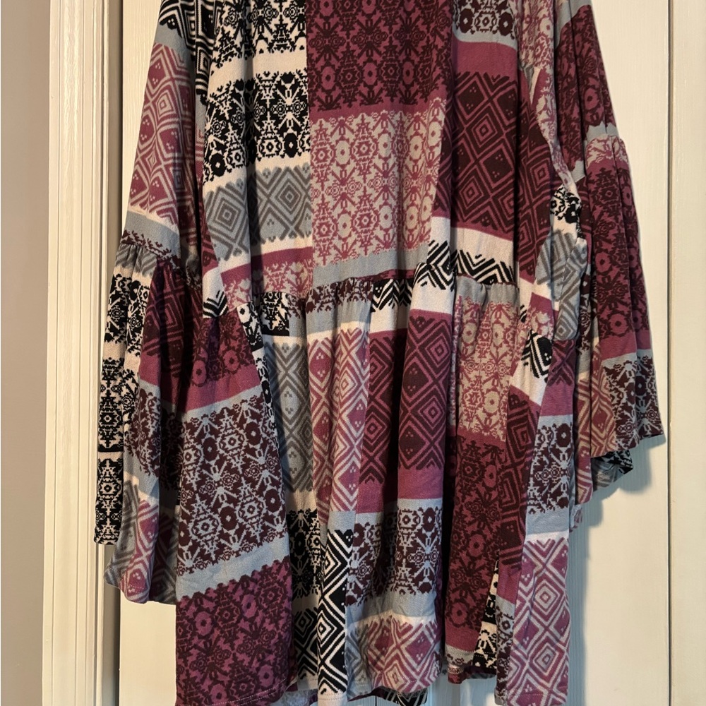 Patchwork Bell Sleeve Blouse - image 2